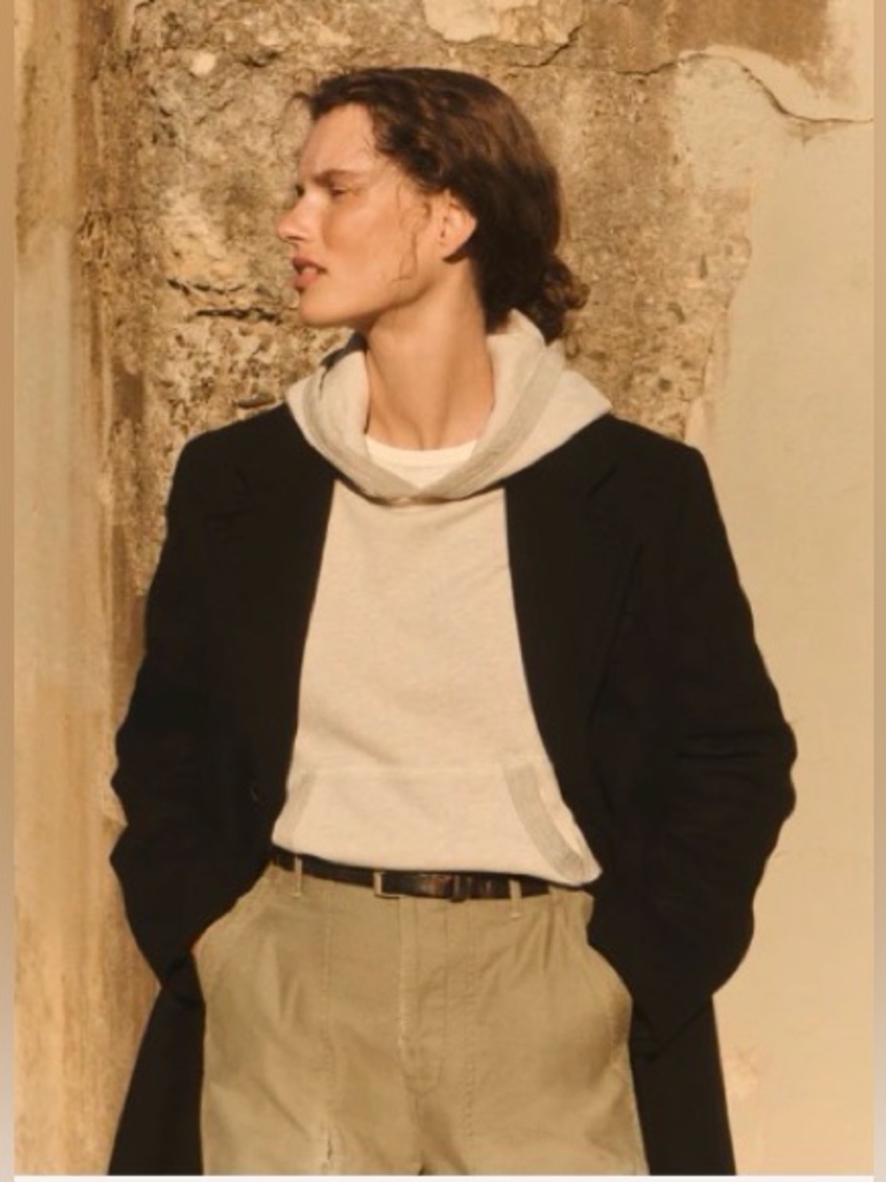 Buck Mason Cream Crewneck Hooded Sweater